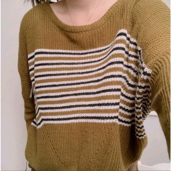 Urban Outfitters Green White Striped Oversized Preppy Streetwear Sweater Size S - Picture 3 of 12